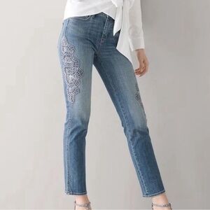 WHBM Everyday Soft Straight Leg Jeans with Lace Detailing 8
